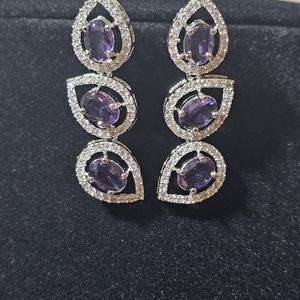 Stylish Silver Plated Cubic Zirconia American Diamond CZ AD Necklace Jewellery Set For Women & main image 1